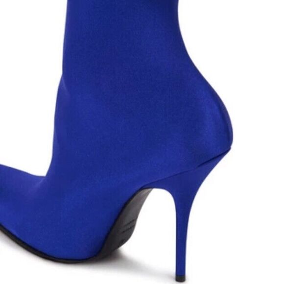 BALENCIAGA Womens Blue Stretch Comfort Round Toe Stiletto Booties - Picture 4 of 13